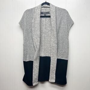 BNCI Colorblock Open Front Women's Cardigan Size Small Cap Sleeves Long Line